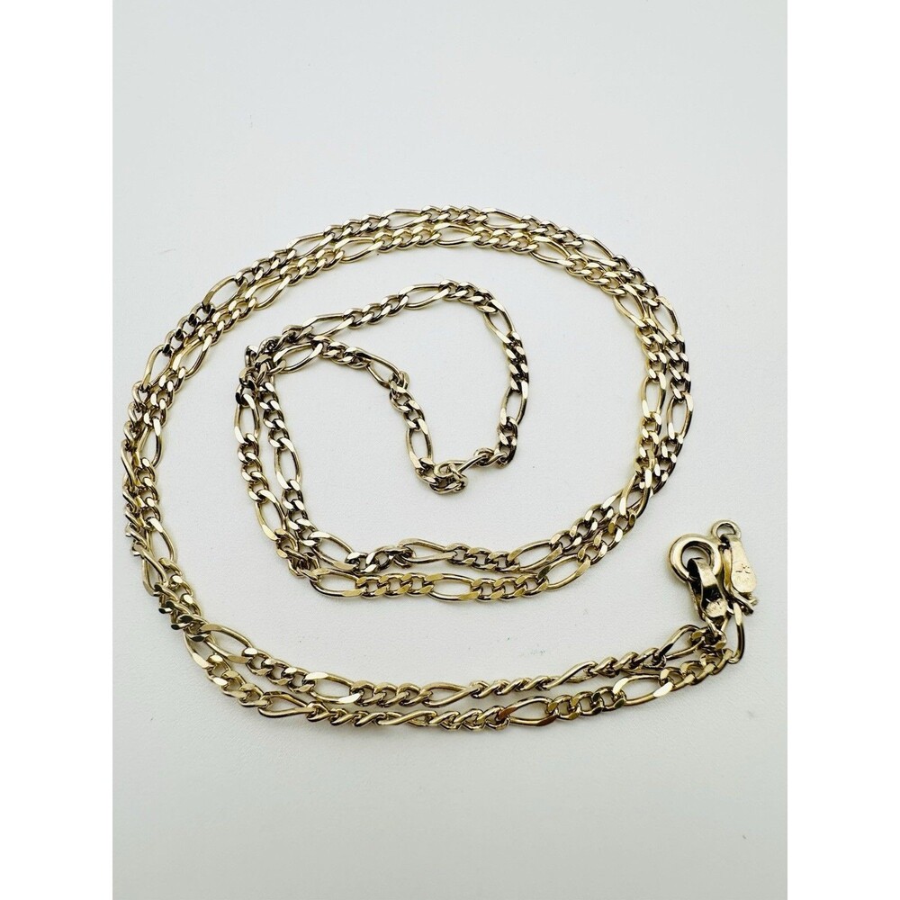 Italy 14K Yellow Gold Over Sterling Silver 2.5mm Figaro Chain Necklace 22”